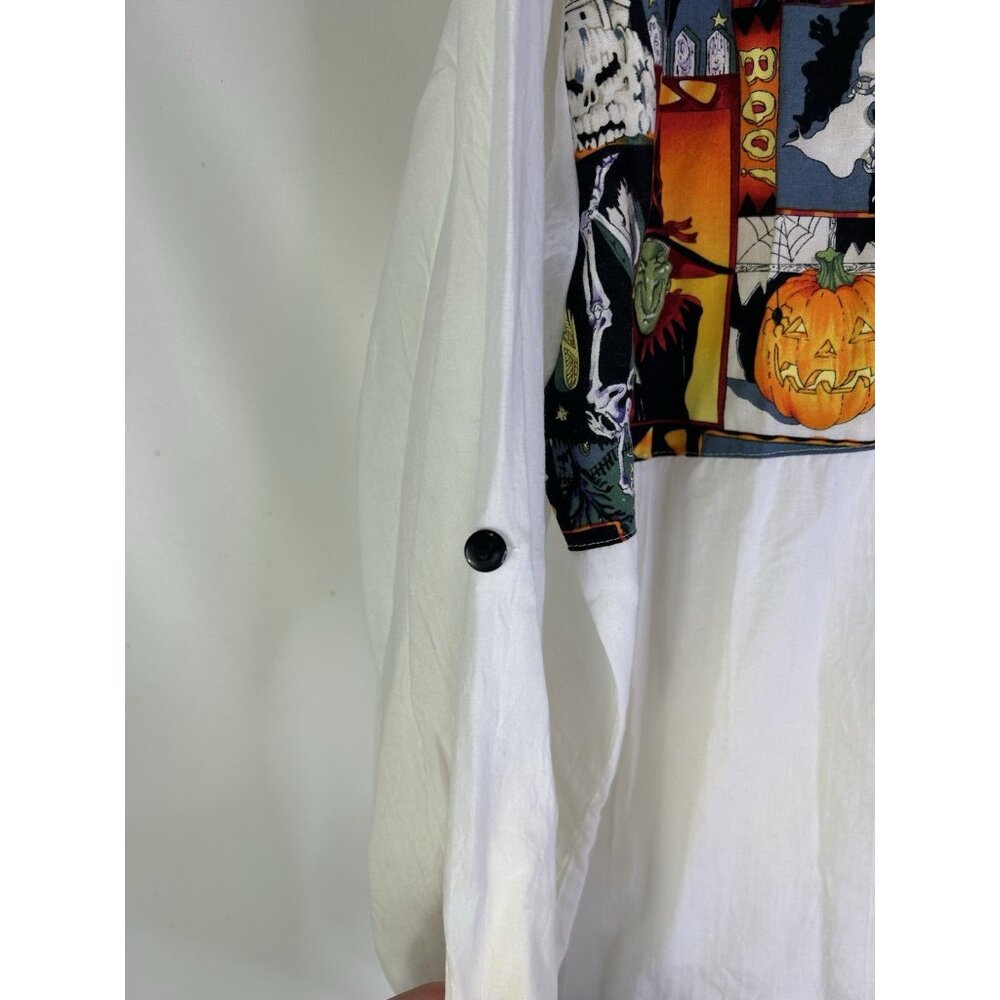 Vintage 80s Halloween Patchwork Button Front Shir… - image 5